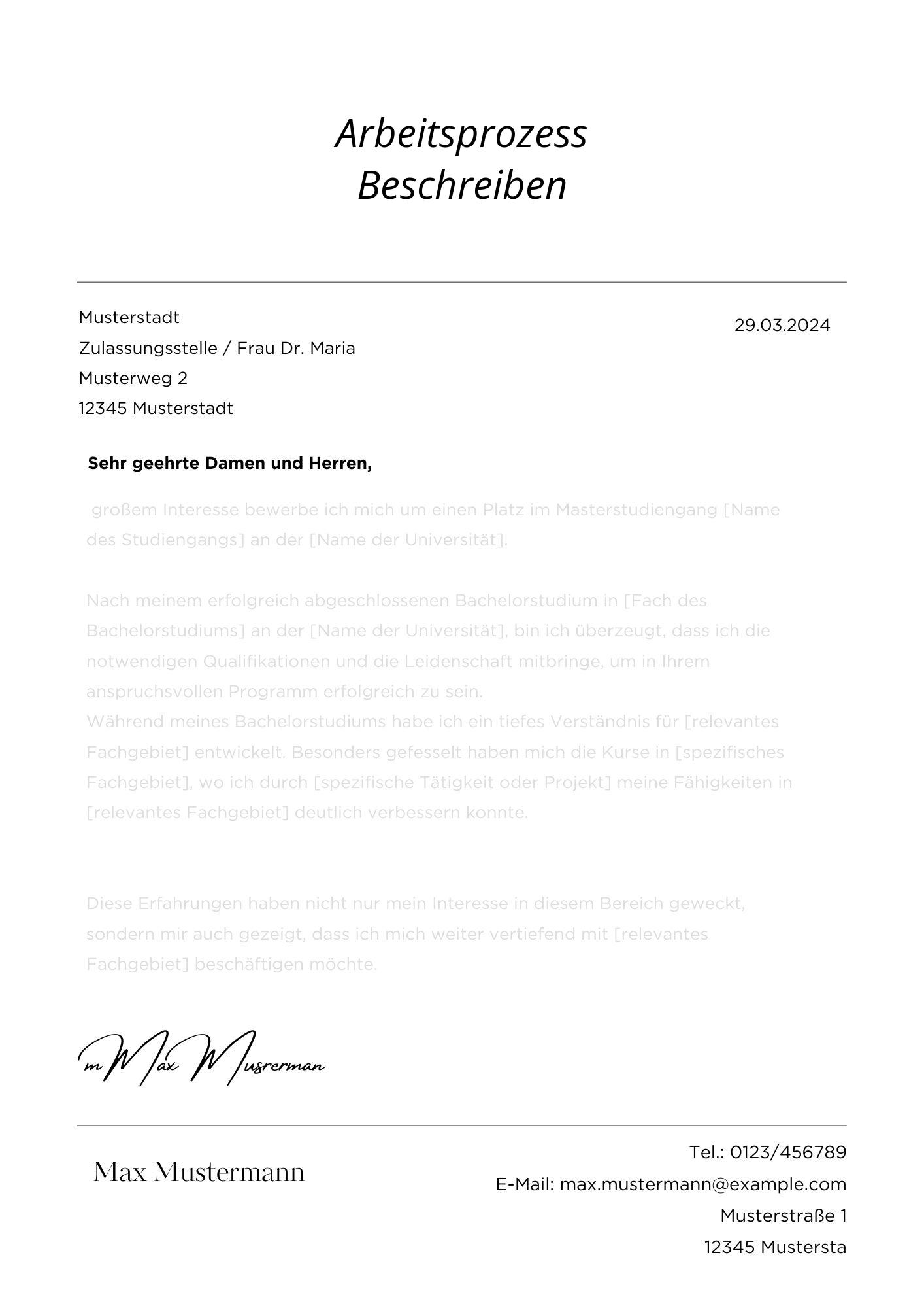 Arbeitsprozess Beschreiben