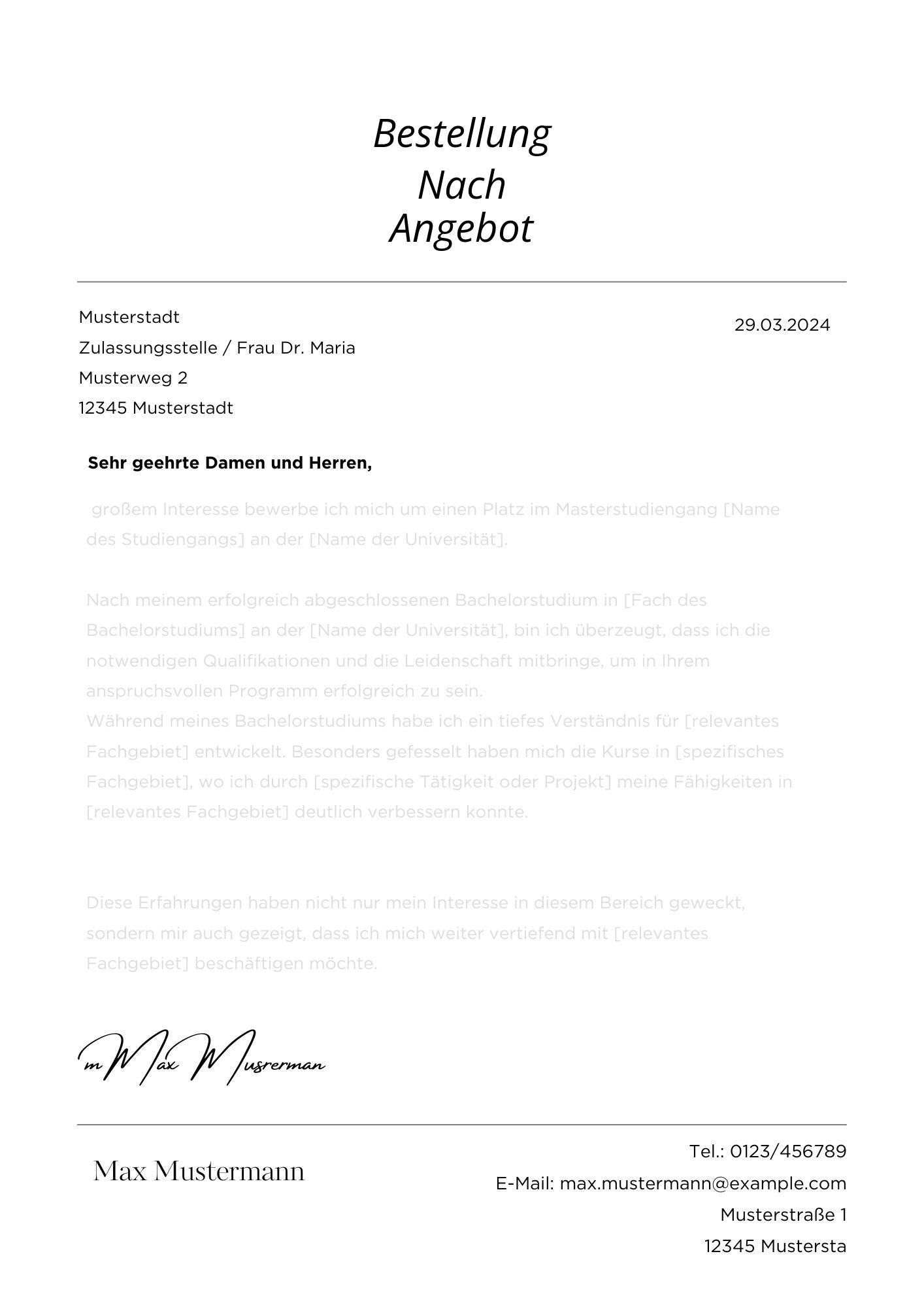 Bestellung Nach Angebot