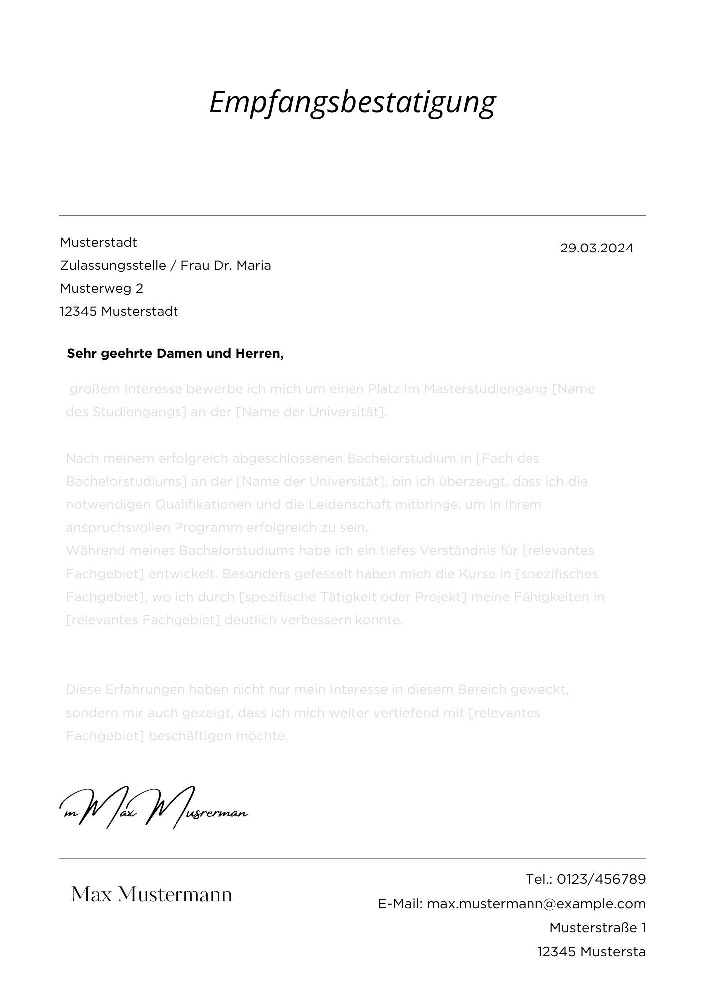 Empfangsbestätigung