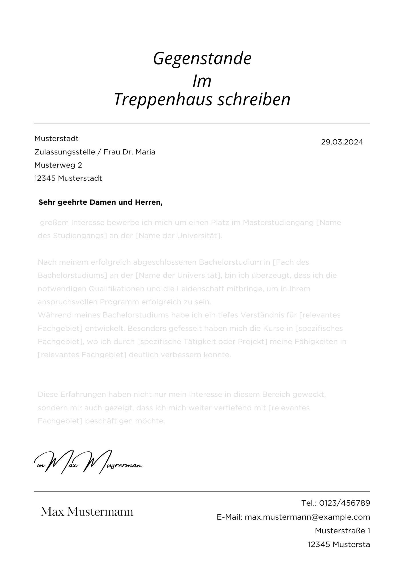 Gegenstände Im Treppenhaus schreiben