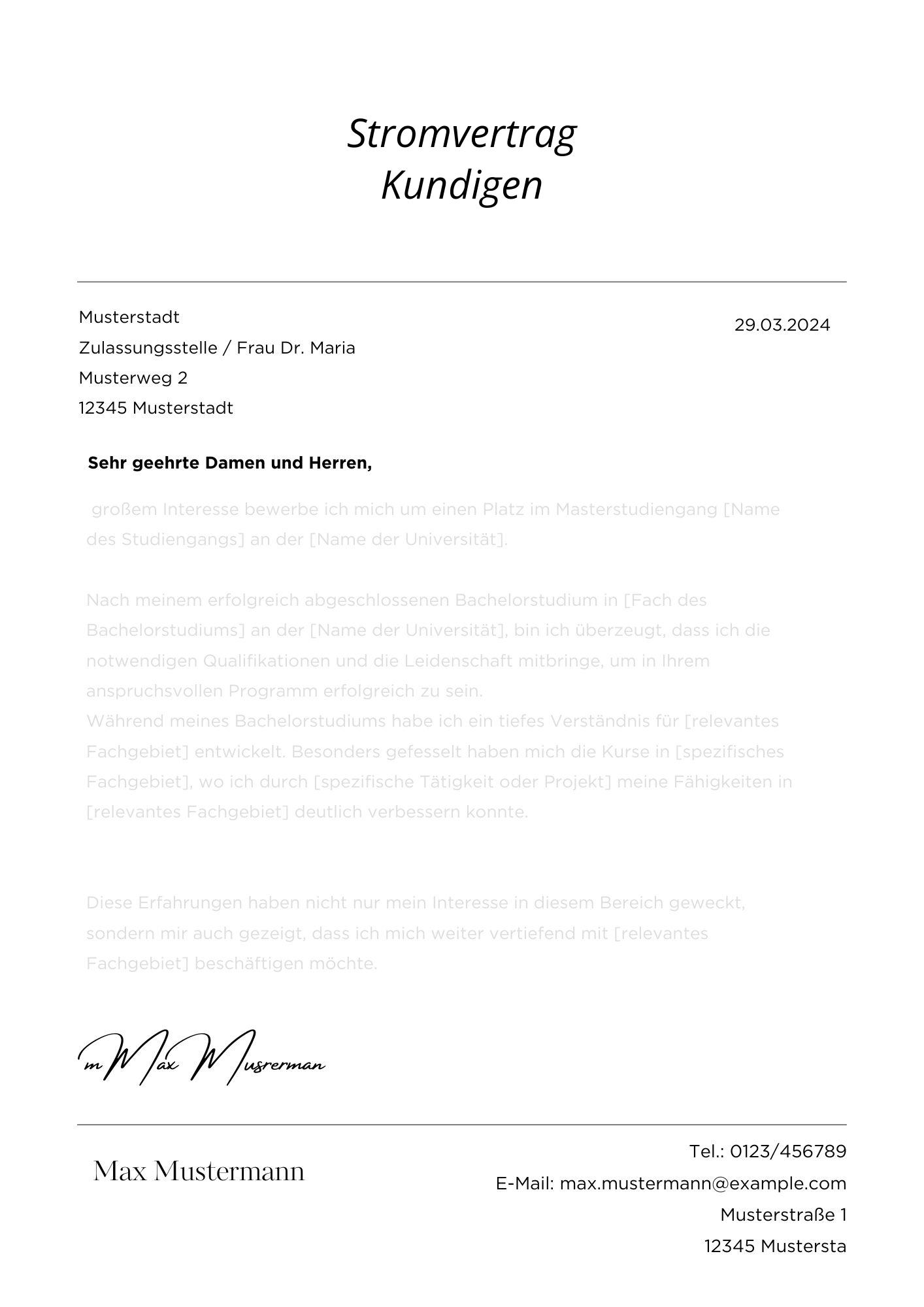 Stromvertrag Kündigen